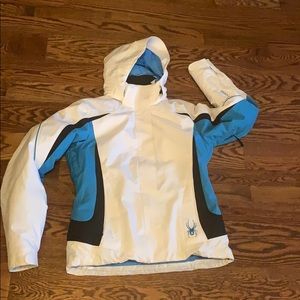 Spyder turquoise and white ski jacket